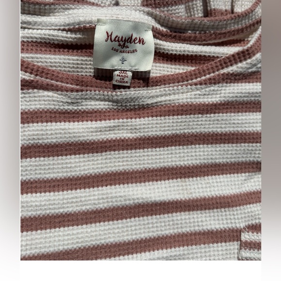 Hayden Los Angeles Waffle Textured Mixed Stripe Oversize Knit Tee Size 3XL - Picture 10 of 11